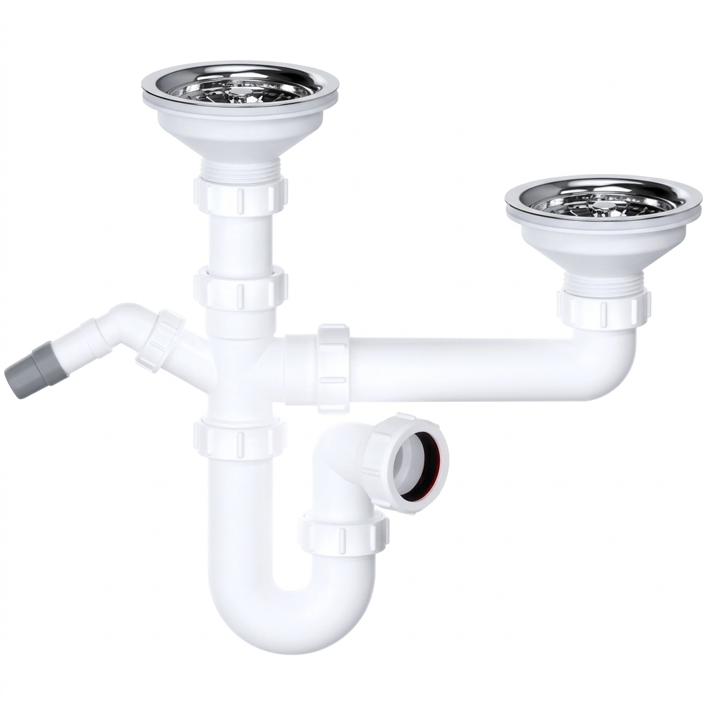 Kitchen sink waste pipes and trap